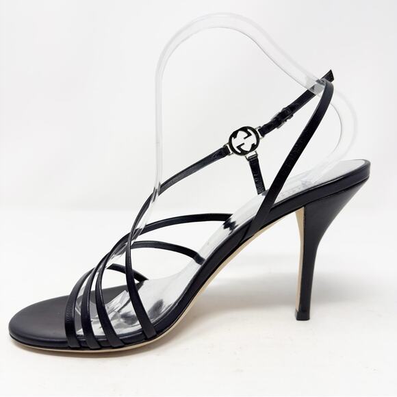 Gucci Strappy GG Sandals Leather Heels Size 39.5 - Picture 7 of 12